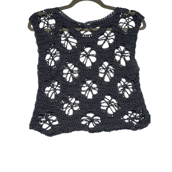 Crochet Summer Top Floral Knit handmade Boho hippie Blue Crop Top - Picture 5 of 8